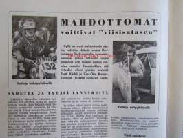 Moottori-urheilu 1960 nr. 7-8 -mm.  David Bickers varmisti EM-arvonsa Ruotsin GP:ssä, Maria Kaizer euroopanmestari, bSA 250 cc C15 -moottoripyörä, Husqvarna