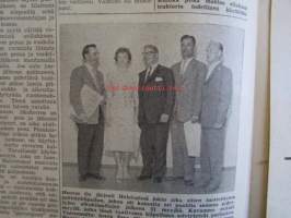 Koneviesti 1959 nr 12, 13.6.1959 sis. mm. seur. artikkelit / kuvat; Haravakuljetin, tuorerehusäilöntää, Fiskars aurat, Kesän 1959 heinänkorjuukoneita, Volvo