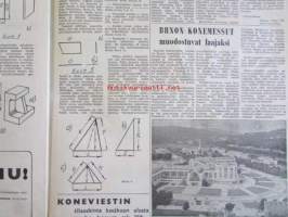 Koneviesti 1959 nr 12, 13.6.1959 sis. mm. seur. artikkelit / kuvat; Haravakuljetin, tuorerehusäilöntää, Fiskars aurat, Kesän 1959 heinänkorjuukoneita, Volvo