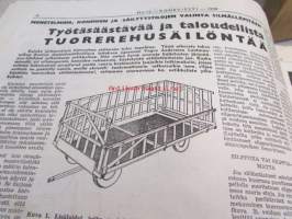 Koneviesti 1959 nr 12, 13.6.1959 sis. mm. seur. artikkelit / kuvat; Haravakuljetin, tuorerehusäilöntää, Fiskars aurat, Kesän 1959 heinänkorjuukoneita, Volvo