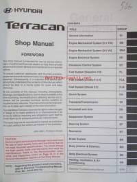 Hyundai Terracan, 2002 Shop Manual