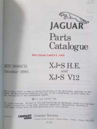 Jaguar XJ-S  H.e. and XJ-SV12  Parts Catalogue (RTC 9888 CD) -varaosaluettelo, Katso tarkemmat mallit ja sisällysluettelo kuvista