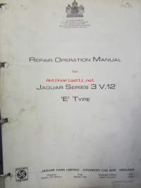 Jaguar XJ &quot;E&quot; Type series 3 V.12, Repair Operations Manual - Korjausopas, Katso tarkemmat mallit ja sisällysluettelo kuvista