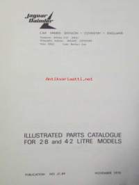 Jaquar XJ6 Illustrated Parts Catalogue for 2.8 and 4.2 litre models - Kuvitettu varaosaluettelo, Katso tarkemmat mallit ja sisällysluettelo kuvista