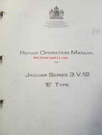 Jaquar Series 3 V.12 &#039;E&#039; Type, Repair Operation Manual, Katso tarkemmat mallit ja sisällysluettelo kuvista