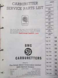 BMC Carburettes (AKD 5036) Vehicles from january 1954 onwards - varaosaluettelo, Katso tarkemmat mallit ja sisällysluettelo kuvista
