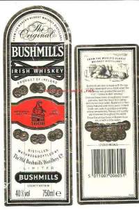 Bushmills Irish Whiskey  - viinaetiketti. ... Old Bushmills (tai &quot;Bushmills&quot;) on irlantilainen viskimerkki. Viralliselta nimeltään &quot;The Old Bushmills Distillery&quot;