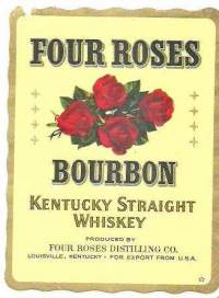 Four Roses Bourbon  Whiskey  - viinaetiketti.