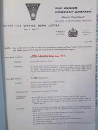 British Leyland Rover Car Service letters volume 2 1968-1972 - Huoltokirjeet, Katso tarkemmat mallit ja sisällysluettelo kuvista