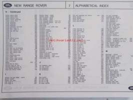 British Leyland The New Range Rover, Parts Catalogue 1995, Part no. 9970CA - Varaosakirja, Katso tarkemmat mallit ja sisällysluettelo kuvista