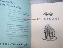 Wärtsilä Lacta lypsykone -käyttöohjekirja ja varaosaluettelo