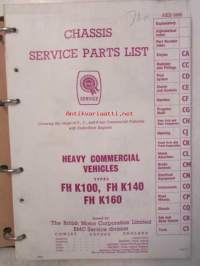 BMC Heavy Commercial vehicles types FH100, FH K140, FH K160, Chassis service parts list, Covering the range of 5-, 7-, and 8-ton Commercial Vehicles with underfloor