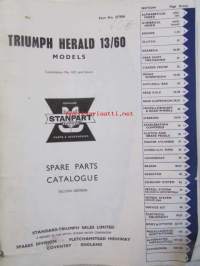 British Leyland Triumph Herald 13/60 Models, Commission No GE1 and Future, Spare Parts Catalogue (Part No. 517056), Varaosaluettelo, Katso tarkemmat mallit ja