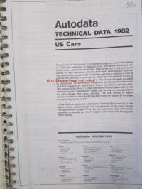 Autodata Technical Data 1982 US Cars, Katso tarkemmat mallit ja sisällysluettelo kuvista