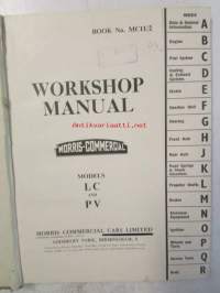 Morris-Commercial Models LC and PV Workshop Manual MC11/2 - Korjausohjekirja, Katso tarkemmat mallit ja sisällysluettelo kuvista