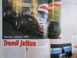 Vauhdin maailma 2005 F1 kausiopas -mm. Kausi 2005 uusin eväin, Tiimit ja kuljettajat 2005, Yksi osakilpailu lisää, Tekniikka pähkinäkuoressa, Tilastonikkareika