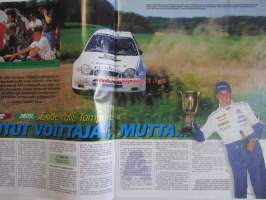 Vauhdin maailma 2001 nr 8 -mm. Ralli-SM Tampere, Ralli-MM Safari, Ralli-EM Saksa, Mänttä-ralli, historic rally trophy Turku, F1-MM Ranska ja Englanti ja Saksa,