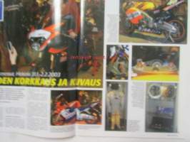 Vauhdin Maailma 2003 nr 2 -mm. Puheenaiheena rallicross, F1 2003, F1 autot, VM esittelee Jack Brabham, Merzario Ford A1, Jäärata SM Ylivieska, Ralli MM Monte