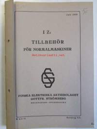 Oy Strömberg Ab 1938 I Z1 Tillbehör för normalmaskiner  -luettelo 11