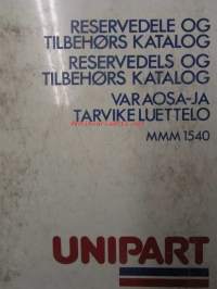 Unipart Parts and Accessories Catalogue MMM 1540 vuosilta 1983-84 - Varaosa- ja tarvikeluettelo MMM 1540, Sisältää 7 eri luetteleoa  MMM 1541, MMM 1510, MMM