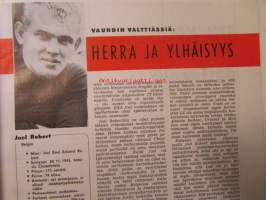 Moottoriurheilu 1964 nr 8 -mm. Rankka kilpailu, Näytelmä joka ei koskaan unohdu, Marjaana Mattilan erikoisartikkeli.   Kun VPK lainasi kypärät, Meikäläisetkin