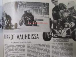 Moottoriurheilu 1964 nr 6-7 -mm. Esikoe takana ja tulikoe edessä, Suomi Pohjolan paras, Reijo Koski kovin kuski urheilukoneilla, Taistelu SM-pisteistä loi hengen,