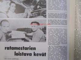 Moottoriurheilu 1964 nr 6-7 -mm. Esikoe takana ja tulikoe edessä, Suomi Pohjolan paras, Reijo Koski kovin kuski urheilukoneilla, Taistelu SM-pisteistä loi hengen,
