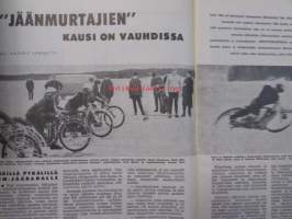 Moottoriurheilu 1964 nr 1 -mm.  Moottoriurheilu 1964  MZ teknillistä varmuutta, Jäämurtajien kausi on vauhdissa, Hyvien päätösten kokous, Ennätyksellinen