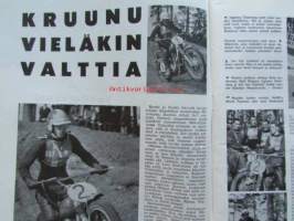 Moottori-urheilu 1963 nr 6-7 -mm. Kruunu vieläkin valttia, Mopolla maailman ympäri, Trial tarinoita, 2 tahtia 4:ä parempi M-pyöriin levyjarrut, Suomen hienoin,