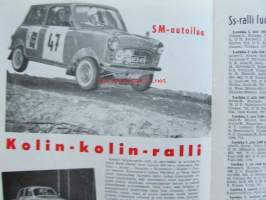 Moottori-urheilu 1963 nr 6-7 -mm. Kruunu vieläkin valttia, Mopolla maailman ympäri, Trial tarinoita, 2 tahtia 4:ä parempi M-pyöriin levyjarrut, Suomen hienoin,