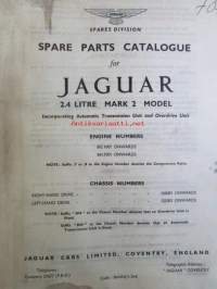 Jaguar 2.4 litre Mark 2 Model  SPare Parts Catalogue Engine numbers BG.1001 Onwards / BH.1001 Onwards - Varaosaluettelo, Katso tarkemmat mallit ja sisällysluettelo