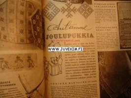 Kotiliesi 1947 nr 22. Artikkeleja mm  Turun Marttojen Talouskoulu  antaa jälkiruokaohjeita vuonna 1947.  Puutyöohjeet:  Taulun kehys. Pehmolelujen teko-ohjeita.