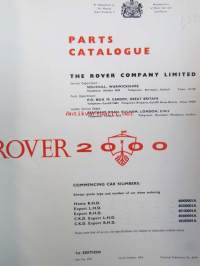British Leyland Rover 2000 Parts Catalogue - Varaosakirja, Katso tarkemmat mallit ja sisällysluettelo kuvista