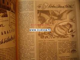 Kotiliesi 1947 nr 19. Ajankuvaa ja ruokaohjeita vuodelta 1947. Mm. sokerijuurikassiirappi.  Tampellan tehtaiden työntekijöiden elämästä kertovat artikkeli