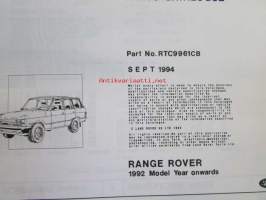 Land-Rover, Range Rover, Parts Catalogue Genuine Parts ( RTC 9961 CB ) september 1994, Varaosaluettelo, Katso tarkemmat mallit ja sisällysluettelo kuvista