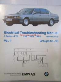 BMW Electrical Troubleshooting Manual, 7 Series E 32, 730i, 735i/L, 750i/L, Models 1989  Vol. 2, Group 63-99, elektroniikan vianmääritys ohjekirja, Katso kuvasta