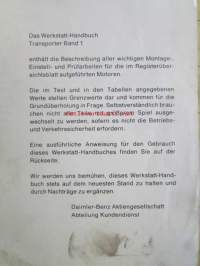 Daimler-Benz Transporeter Service Werkstatt-Handbuch Band 1,2,3.   - Korjaamokäsikirja osat 1-3, Katso tarkemmat mallit ja sisällysluettelo kuvista