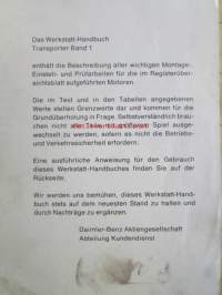 Daimler-Benz Transporeter Service Werkstatt-Handbuch Band 1,2,3.   - Korjaamokäsikirja osat 1-3, Katso tarkemmat mallit ja sisällysluettelo kuvista