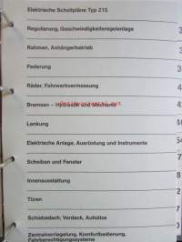 Daimler-Benz Elektrische Schaltpläne Typ 215, Personenwagen band 1 und 2 - auton sähkökaavioita osat 1-2, Katso tarkemmat mallit ja sisällysluettelo kuvista
