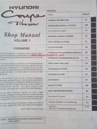 Hyundai Coupe Tibuzon Shop Manual Vol 1 1996 - Korjauskäsikirja, katso kuvista tarkemmin muut tiedot ja sisällysluettelo