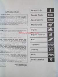 Honda Quintet Shop Manual Maintenance and Repair 1980, Honda Quintet Construction and Function (5DR H/Back) 1981, Honda Quintet Supplement 1981 - Korjauskäsikirja
