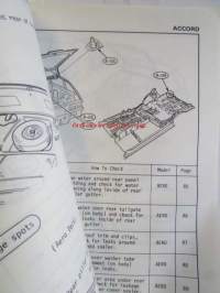 Honda Accord 4-door Aerodeck Water Leak Control 1986 - Korjauskäsikirja, katso kuvista tarkemmin muut tiedot ja sisällysluettelo