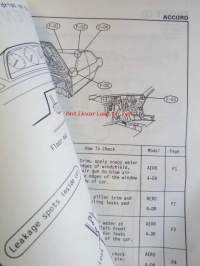 Honda Accord 4-door Aerodeck Water Leak Control 1986 - Korjauskäsikirja, katso kuvista tarkemmin muut tiedot ja sisällysluettelo