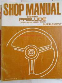 Honda Prelude Shop Manual 1979, Prelude Supplement 1979, Prelude  2DR SED Supplement 1980 and 1981, Sisältää Honda Preluden 4 eri korjauskirjaa, katson kuvista