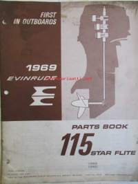 Evinrude 1969 Parts book 115 Star Flite  (First in outboards), katso tarkemmat mallimerkinnät kuvista.