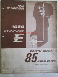 Evinrude 1969 Parts book 85 Star Flite  (First in outboards), katso tarkemmat mallimerkinnät kuvista.