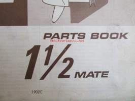 Evinrude 1969 Parts book 1 1/2 Mate  (First in outboards), katso tarkemmat mallimerkinnät kuvista.